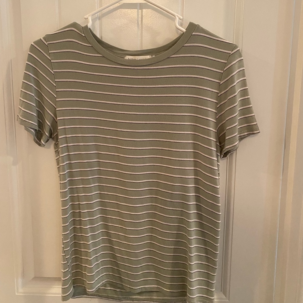 Green striped boutique brand tee